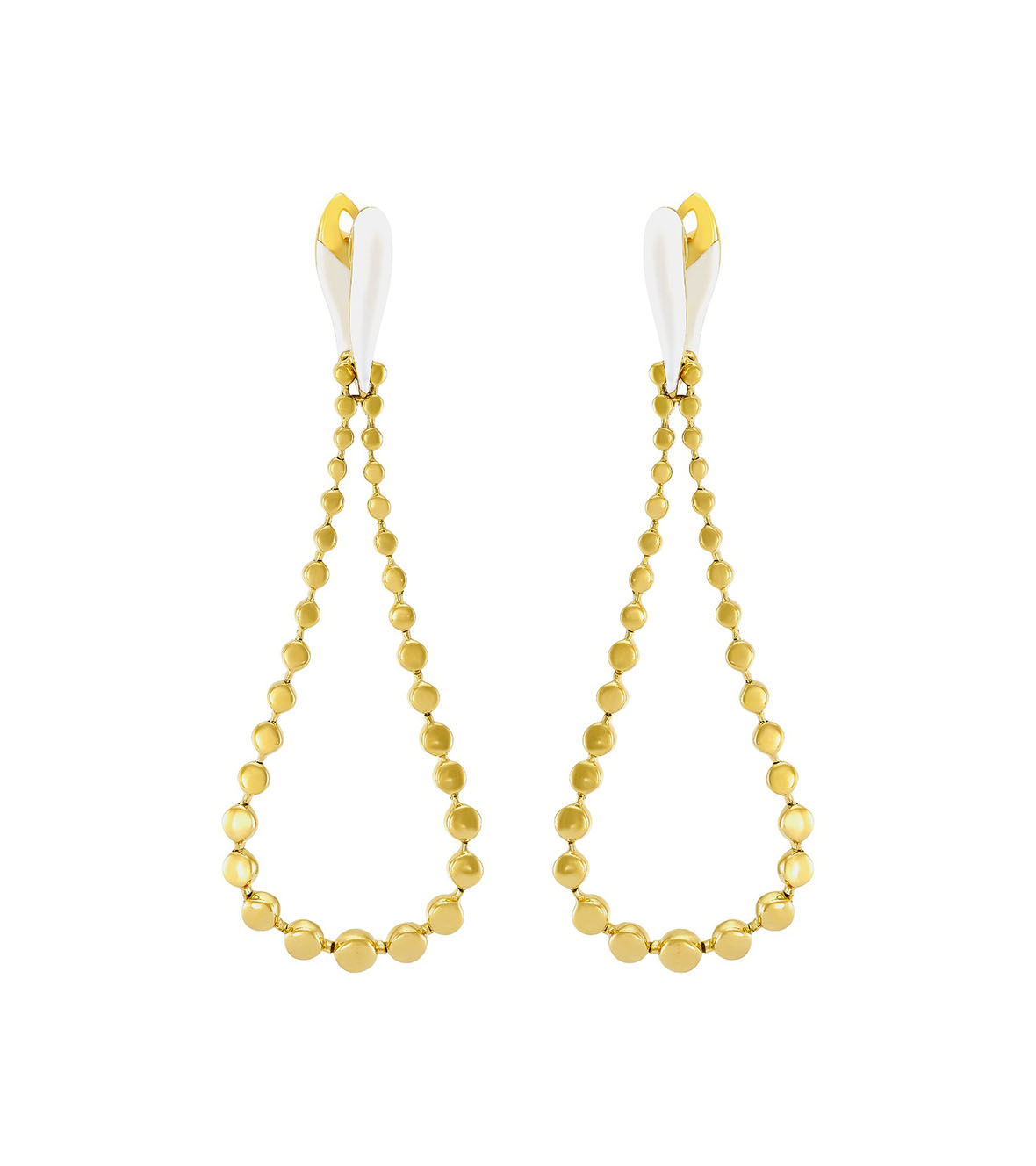 Yellow Gold Earrings with White Enamel 03623 by Etho Maria