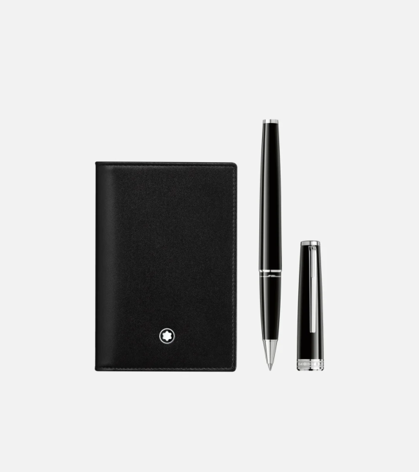 Set with PIX Black Rollerball Black and Meisterstück Business Card Holder Black 128954