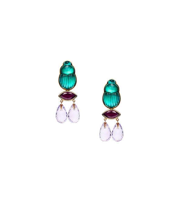 Chalcedony Scarabs Earrings