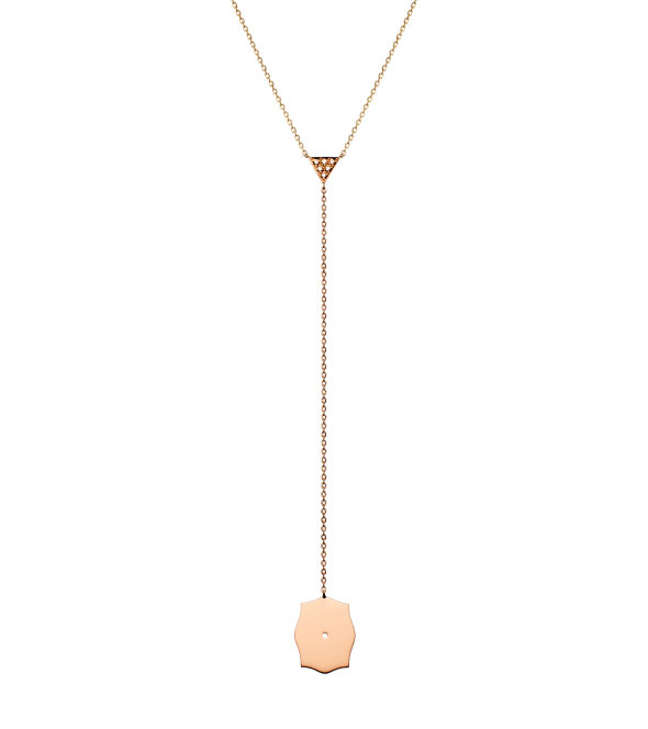 14K yellow and pink gold "Mini Mirror" diamond necklace with white Diamonds brilliant cut.