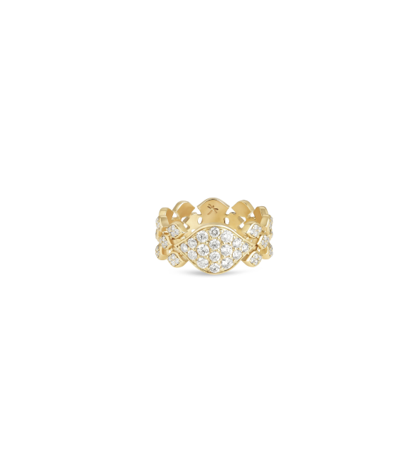 Yellow gold 18k ring with pave brilliant diamonds by Casato