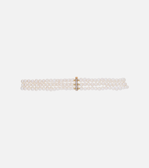 Choker Triple Pearl Row Necklace by Chiara Tedeschi
