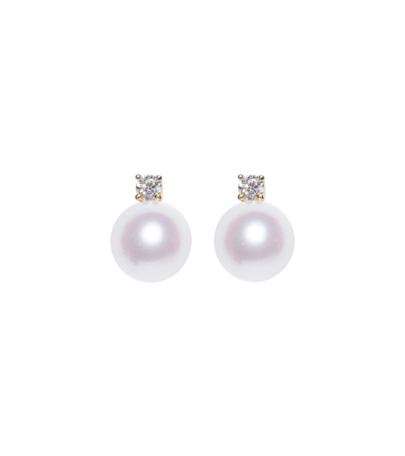 Diamond Pearl Stud Earrings by Chiara Tedeschi