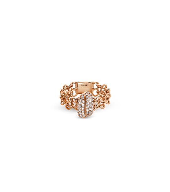 Pink Gold 18Kt Ring with Pave Brilliant Diamonds by Casato