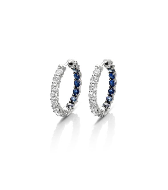 White Gold Earrings with Diamonds and Sapphires by Casato