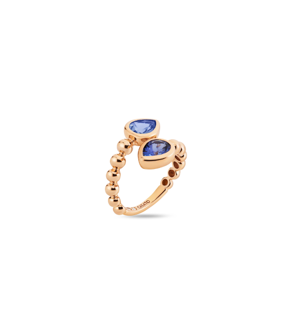 Pink gold 18K ring with Tanzanites by Casato