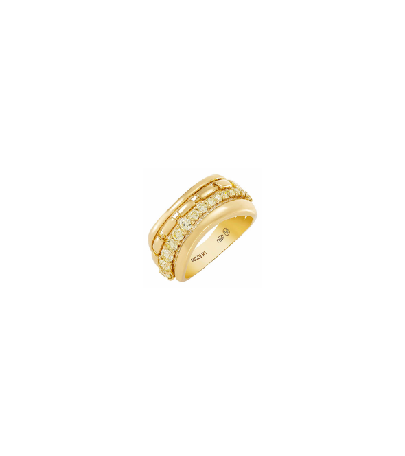 Yellow Gold Ring with Diamonds 04530 by Etho Maria
