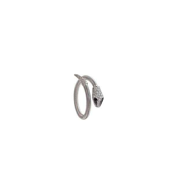 White Gold Snake Ring with Diamonds