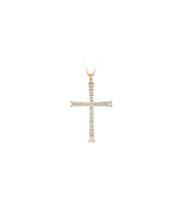 Pink Gold Cross with Diamonds 02679