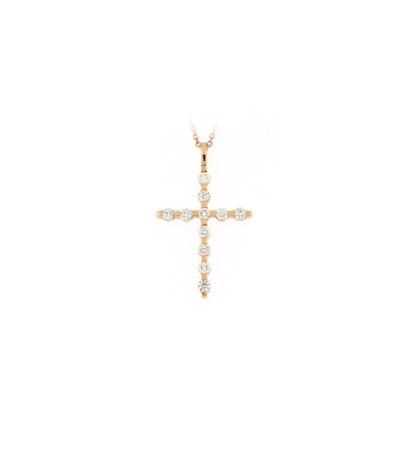 Pink Gold Cross with Diamonds 02505