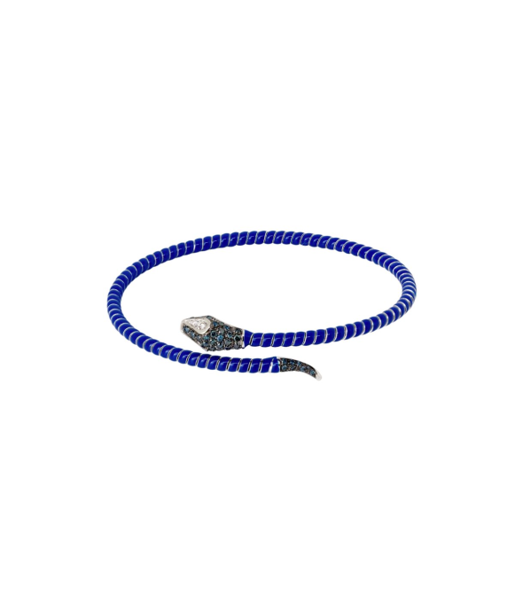 Snake bracelet with Diamonds & Blue Enamel