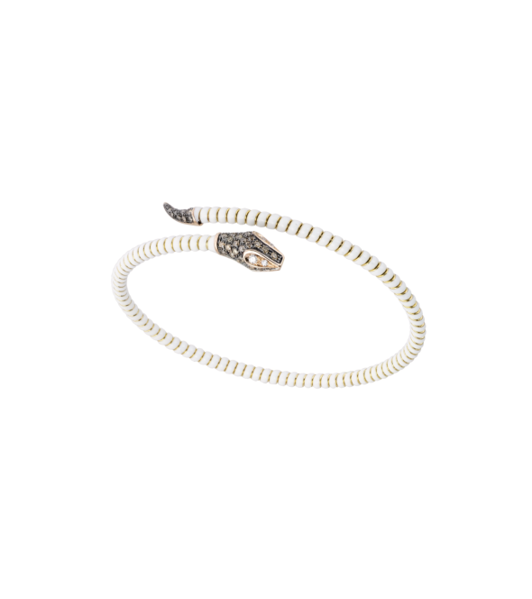 White Enamel Bracelet with Diamonds by Mentis Collection