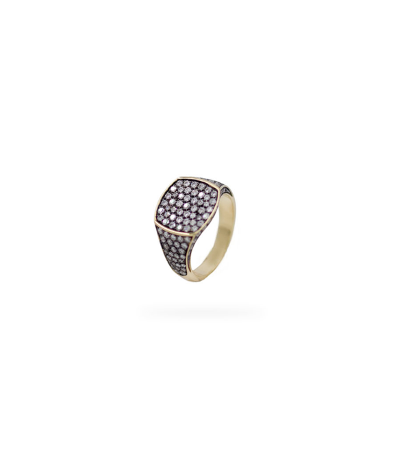 Chevalier Yellow Gold Ring with Diamonds