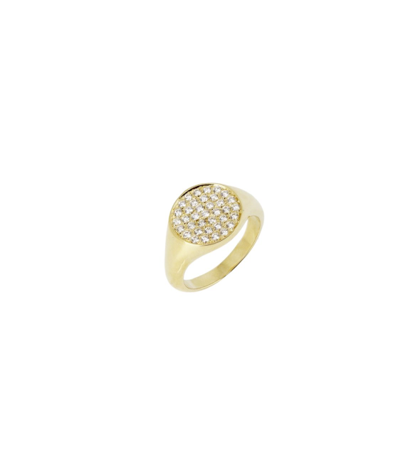 Chevalier Yellow Gold Ring with Diamonds 04503 by Mentis Collection