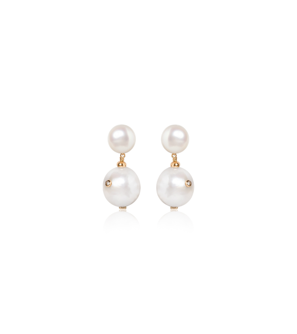 Earrings with Baroque Pearls and Brown Diamonds Mentis Collection