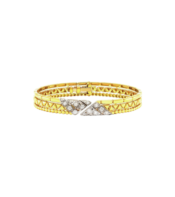 Yellow Gold 18K Bracelet with White Brilliant Diamonds