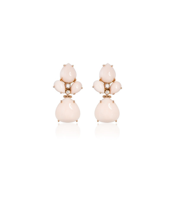 Rose Gold Earrings with Diamonds and Corals 03683 Mentis Collection