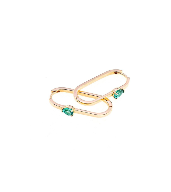 Gold Earrings with Emerald 03749 by Mentis Collection