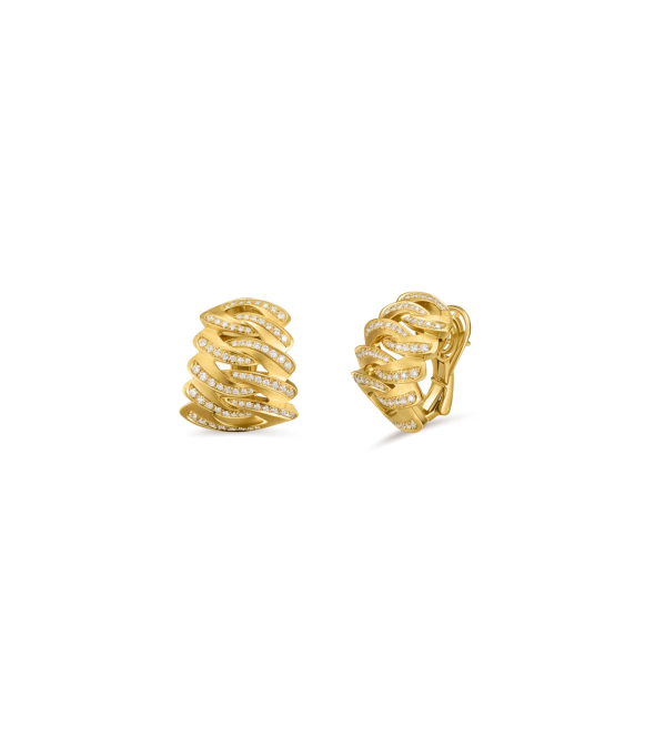 Yellow gold earrings 18 carats with brilliant diamonds by Mentis collection