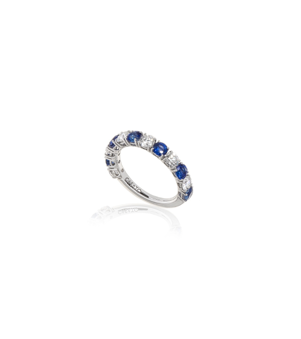 White Gold Eternity Ring with Diamonds and Blue Sapphires 04532 by Mentis Collection