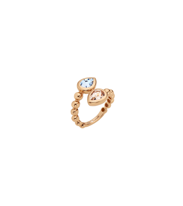 Rose Gold Ring with Aquamarine and Morganite 04684 by Casato