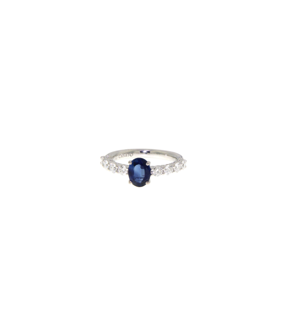 White-Gold Ring with Blue Sapphire 04686 by Mentis Collection