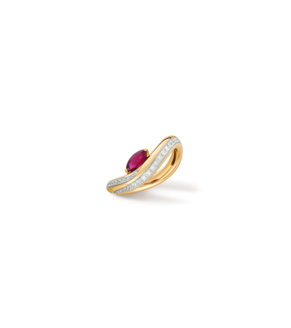 Pink gold 18 carats ring with ruby and brilliant diamonds by Mentis collection