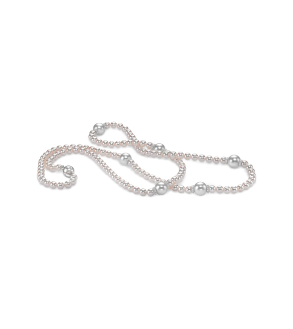 White Gold Necklace with Akoya & Tahitan Grey Pearls and Diamonds 