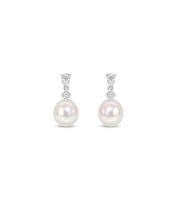 White Gold Earrings with South Sea Pearls and Diamonds