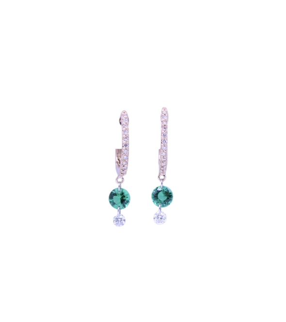 Parlapiano Rose Gold Diamond and Emerald Earrings