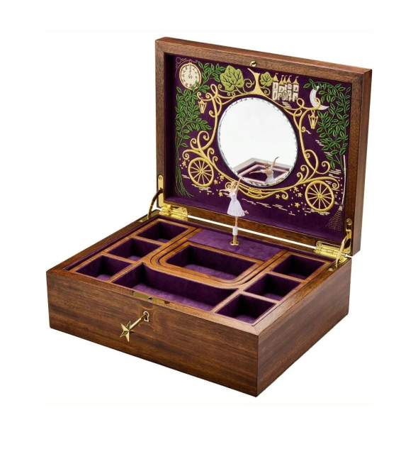 WOLF Ballet Musical Jewellery Box - Cinderella Walnut Wood