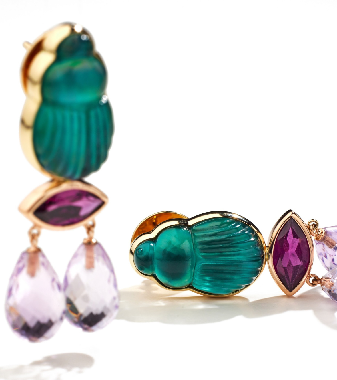 Chalcedony Scarabs Earrings