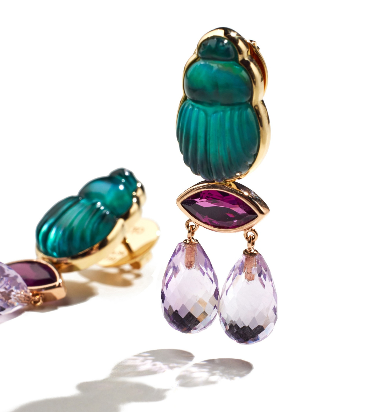 Chalcedony Scarabs Earrings