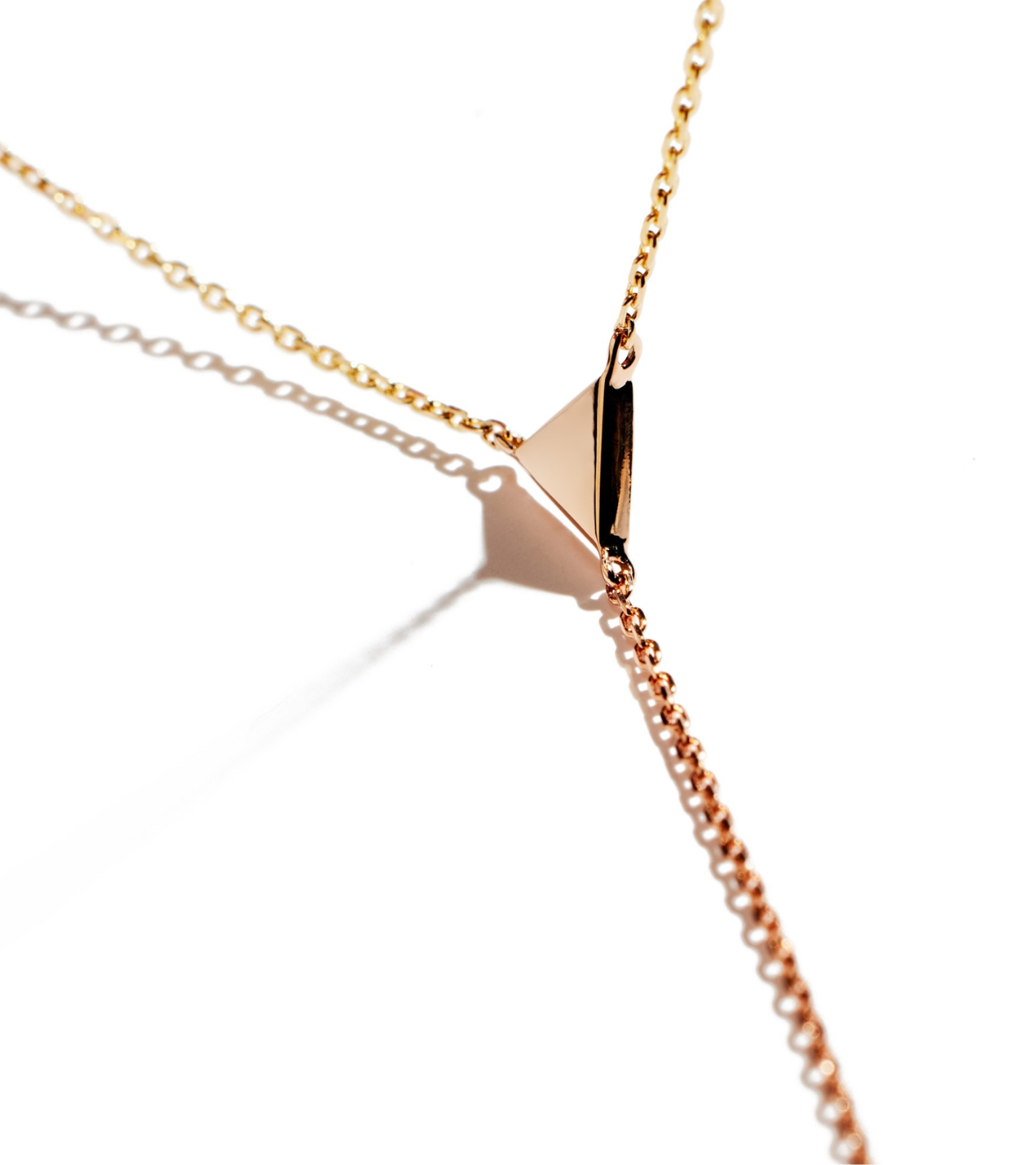 14K yellow and pink gold "Mini Mirror" diamond necklace with white Diamonds brilliant cut.