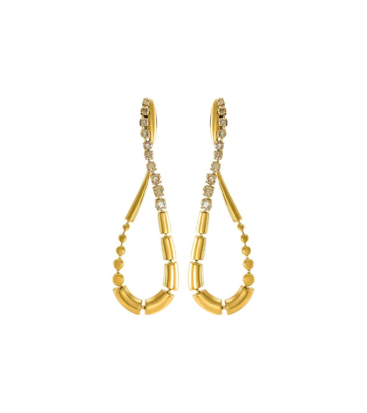 Yellow Gold Earrings with Brown Diamonds by Etho Maria