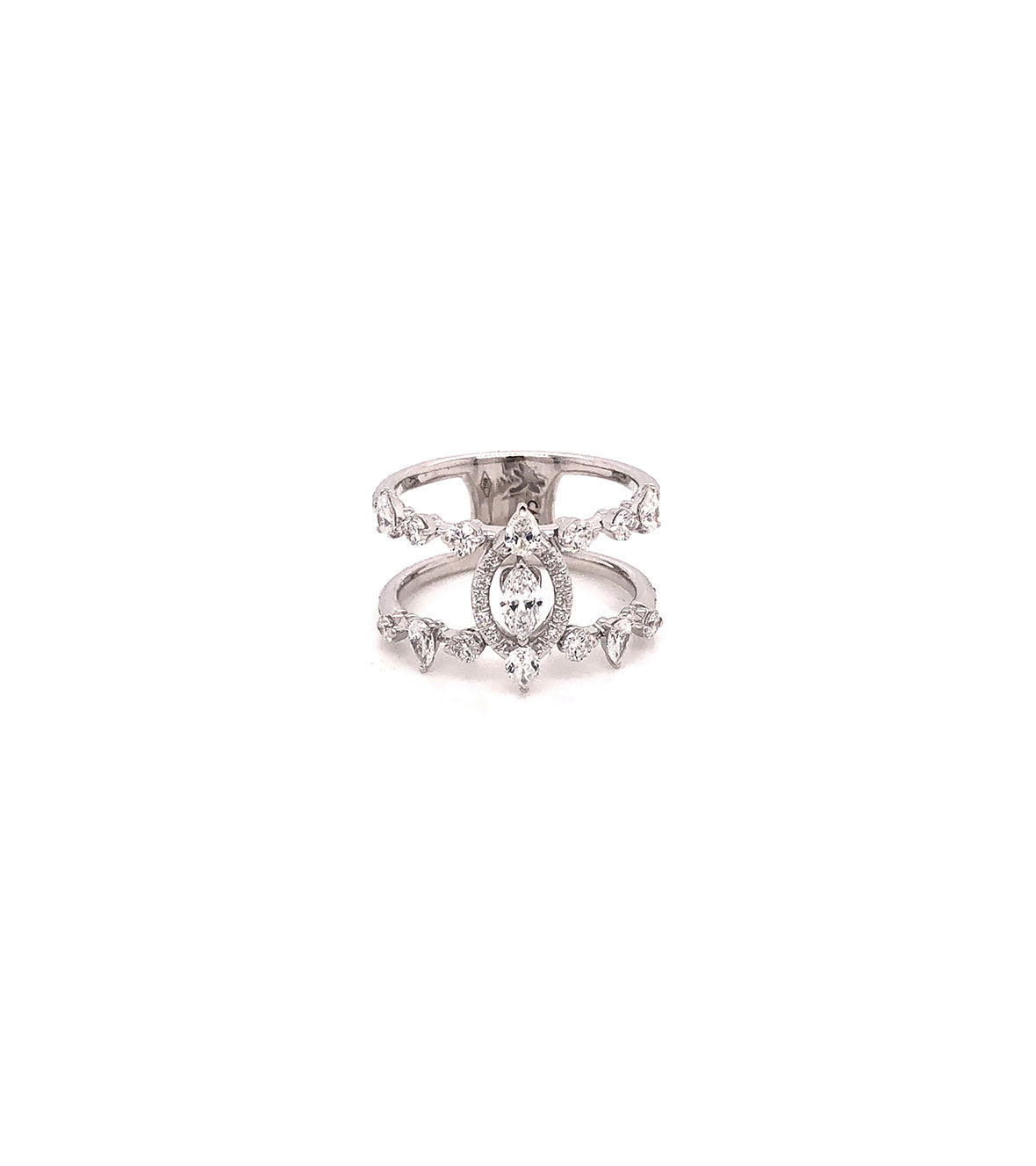 Marquise Asymmetric Ring in White Gold with Diamonds