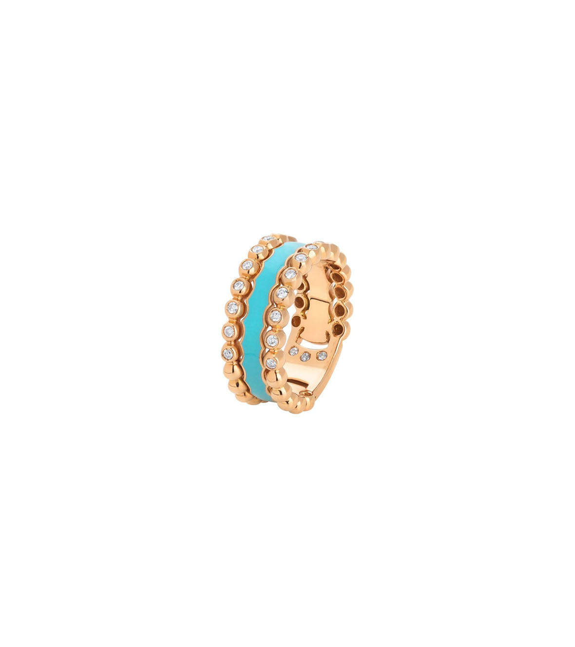 Pink Gold Ring With Turquoise Enamel Casato