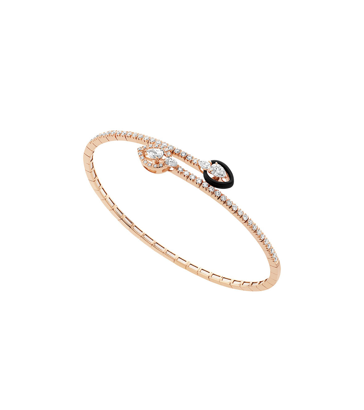Pink Gold Bracelet with Diamonds and black Enamel BRX195BT-P-BKC16 by Casato 