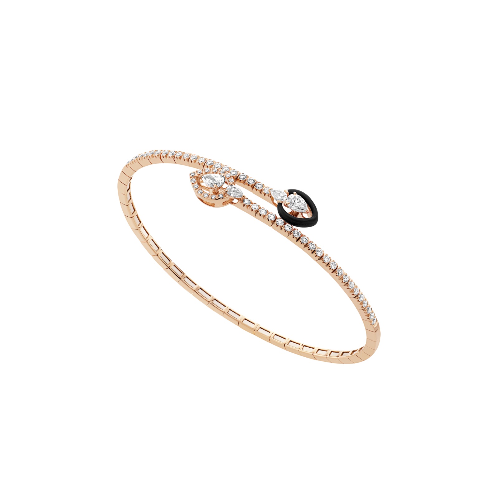 Pink Gold Bracelet with Diamonds and black Enamel BRX195BT-P-BKC16 by Casato