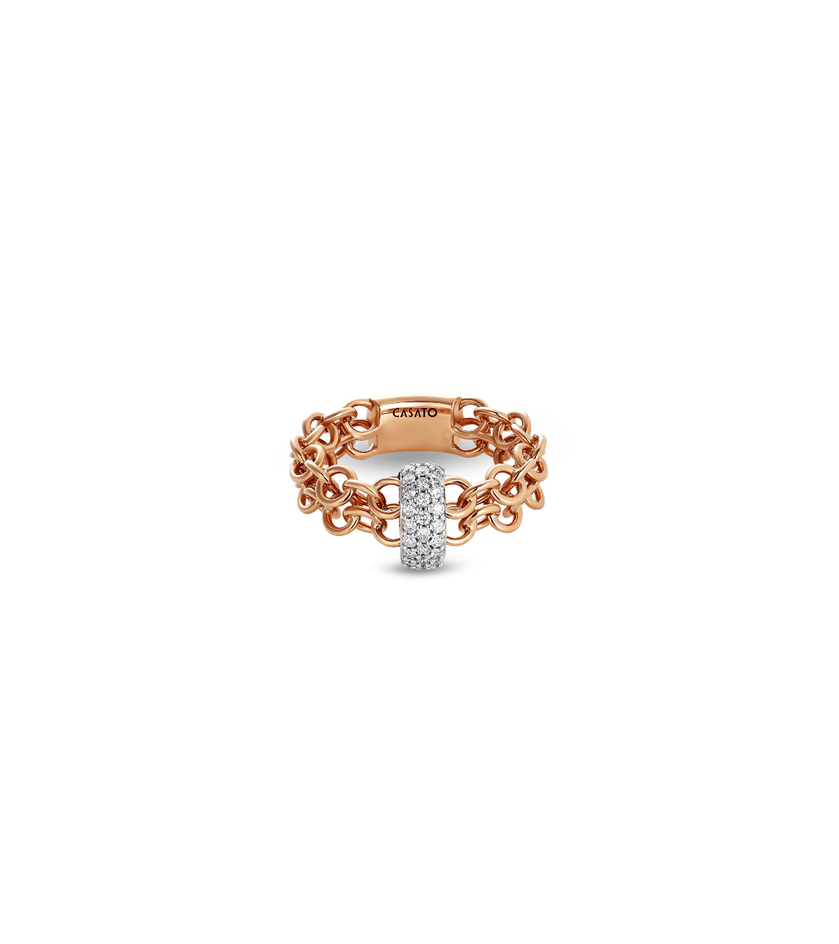 Pink Gold 18Kt Ring with Pave Brilliant Diamonds by Casato