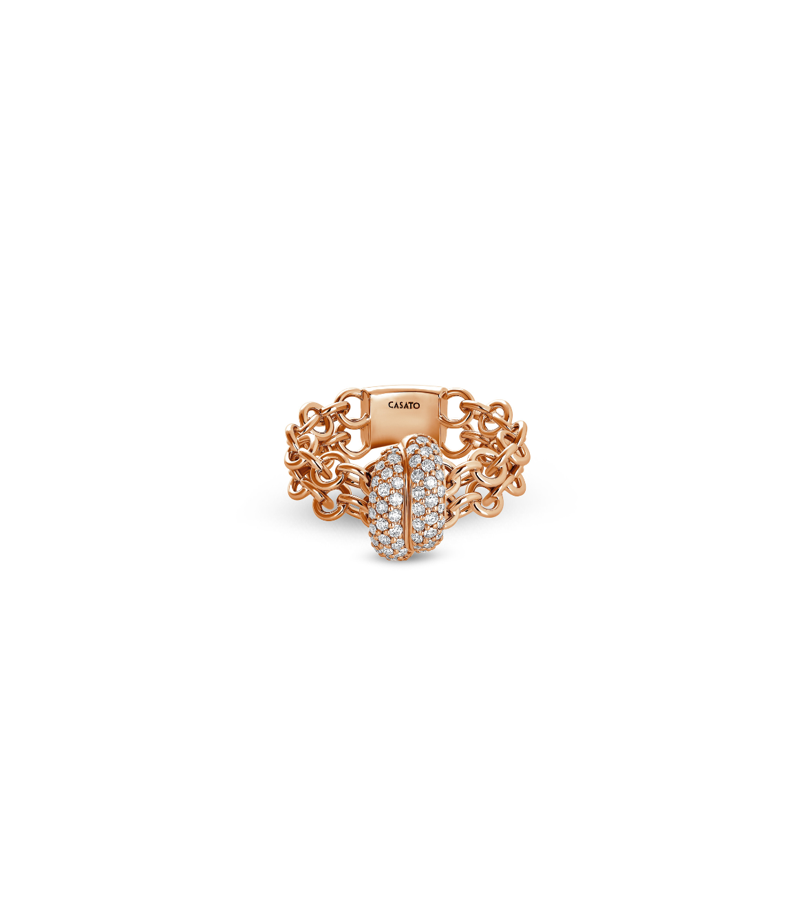 Pink Gold 18Kt Ring with Pave Brilliant Diamonds by Casato