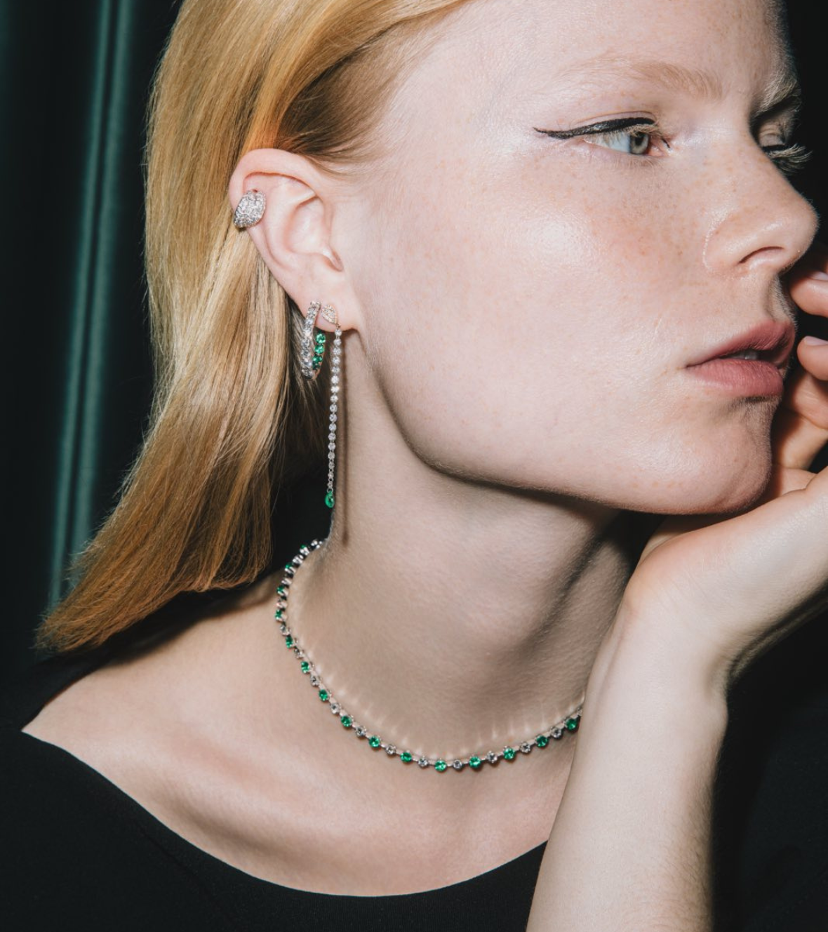 White & Pink Gold Earrings with Diamonds and Emeralds by Casato