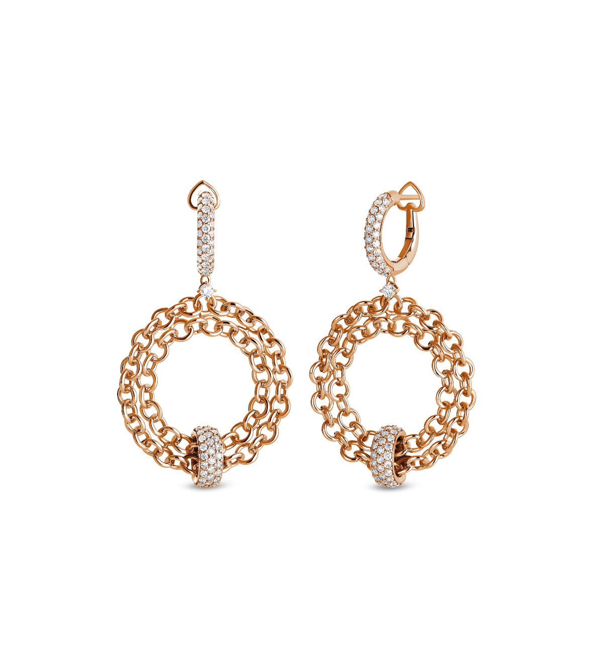 Pink Gold 18Kt Earrings  with Pave Brilliant Diamonds by Casato