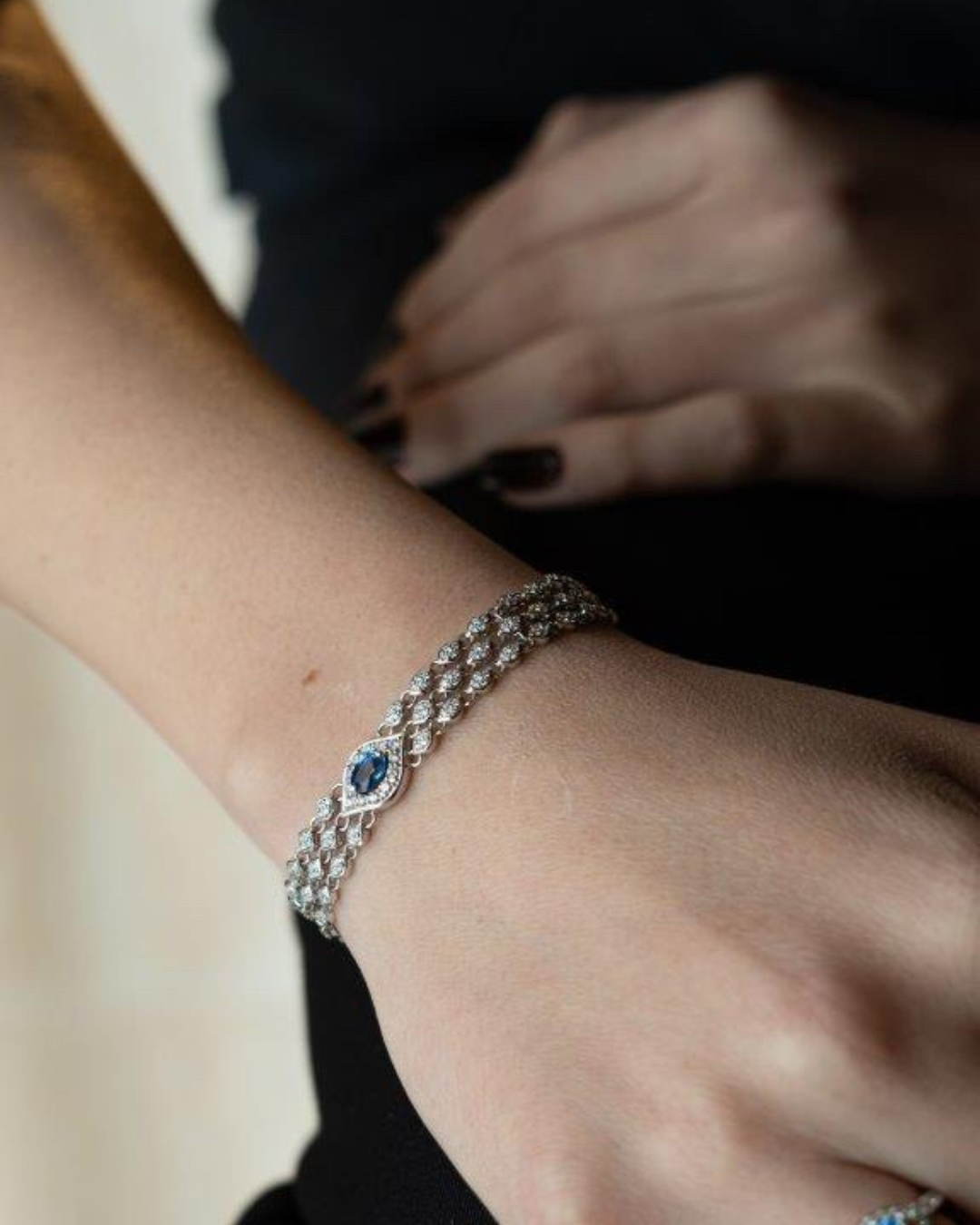 White Gold Bracelet with Diamonds and Sapphire by Casato