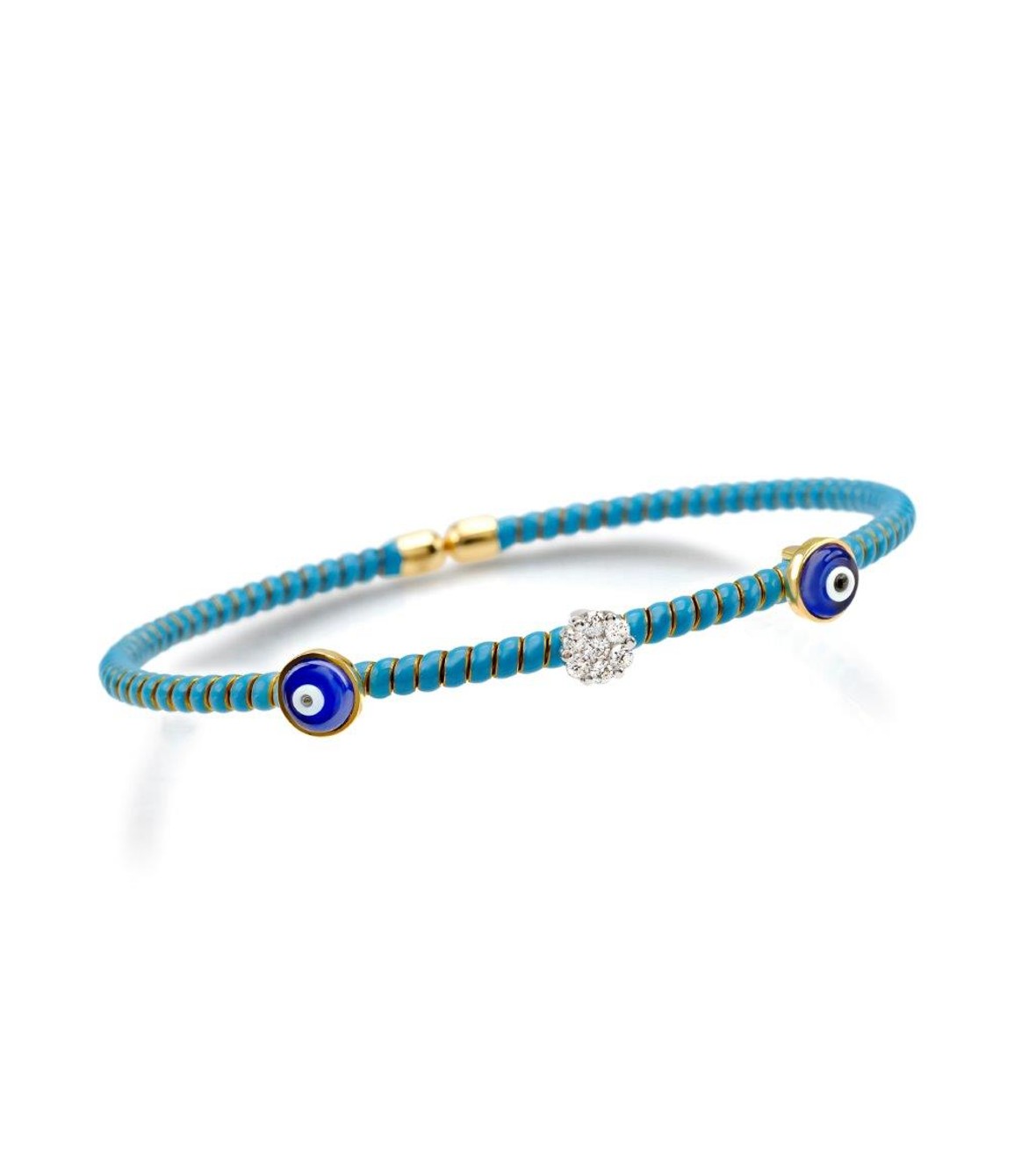 Turquoise Enameled Bracelet With Diamonds