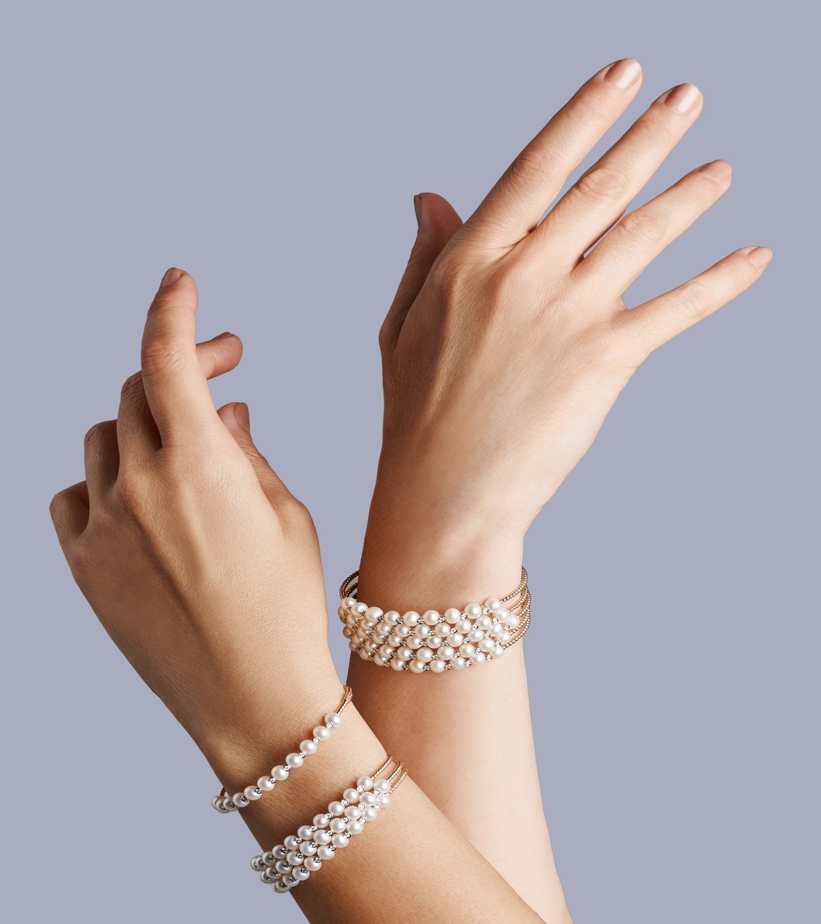 Pink gold 18K Bracelet with Diamonds and Pearls