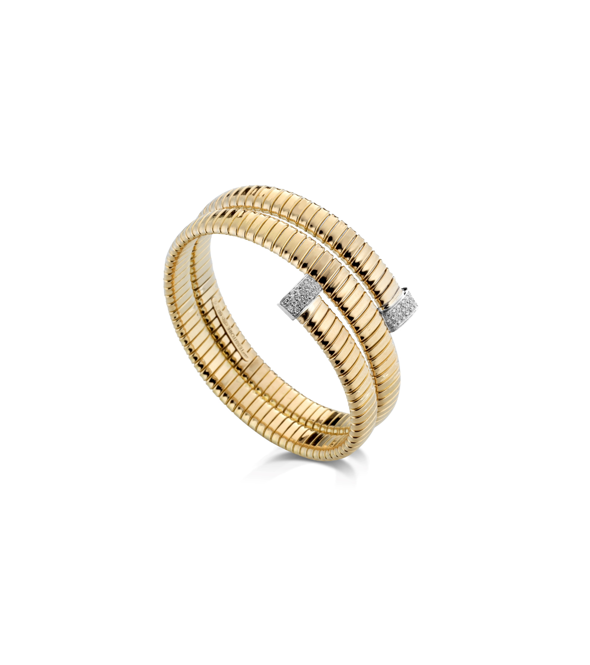 Yellow Gold Tubogas Spiral 18k Bracelet with Brilliant-Cut Diamonds