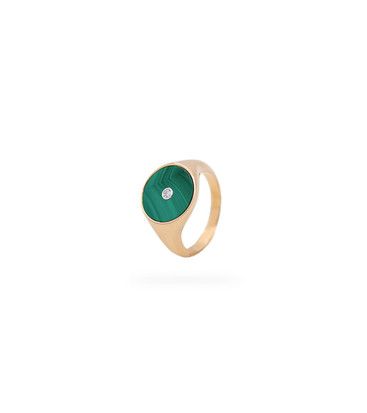 Chevalier Ring with Malachite and one Diamond