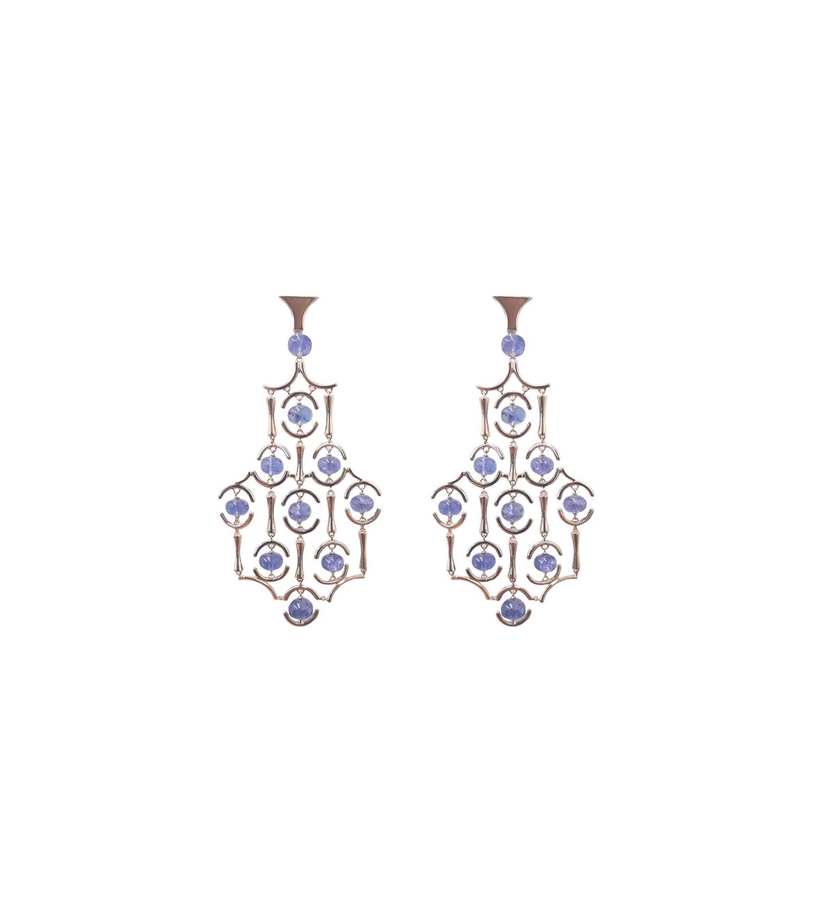 Yellow Gold Earrings with Tanzanite Stones