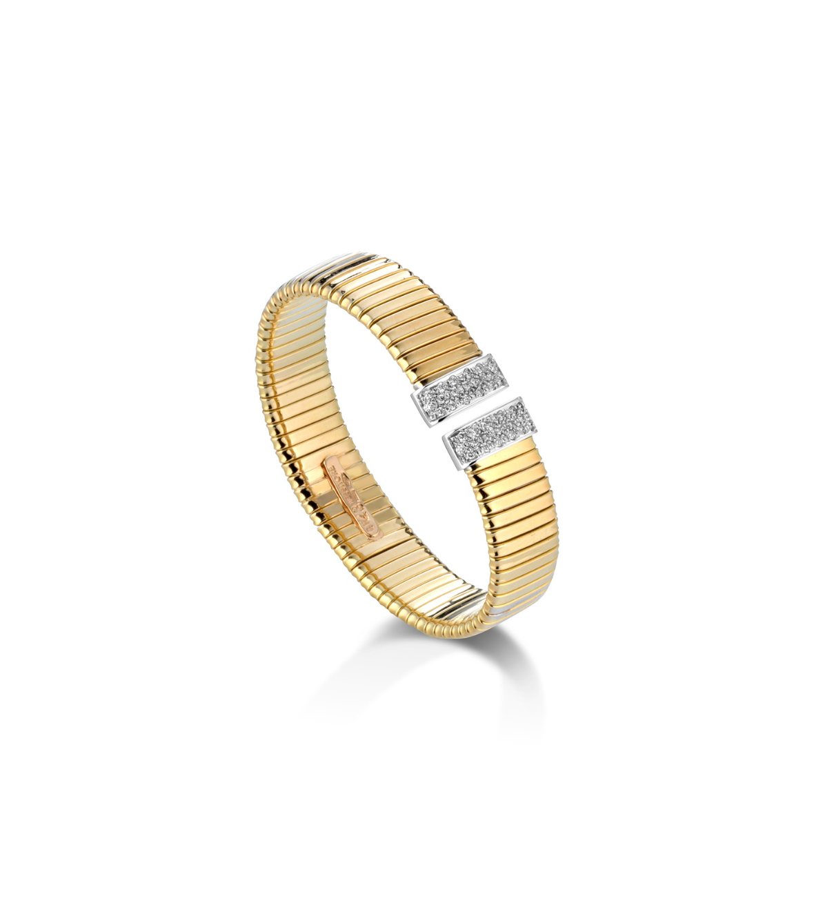Yellow Gold 18K Tubogas Bracelet with Brilliant-Cut Diamonds